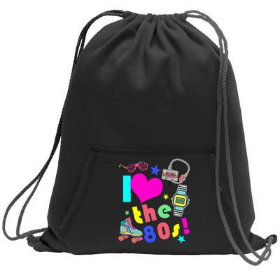 I Love The 80s Retro Party Mash-up Sweatshirt Cinch Pack Bag