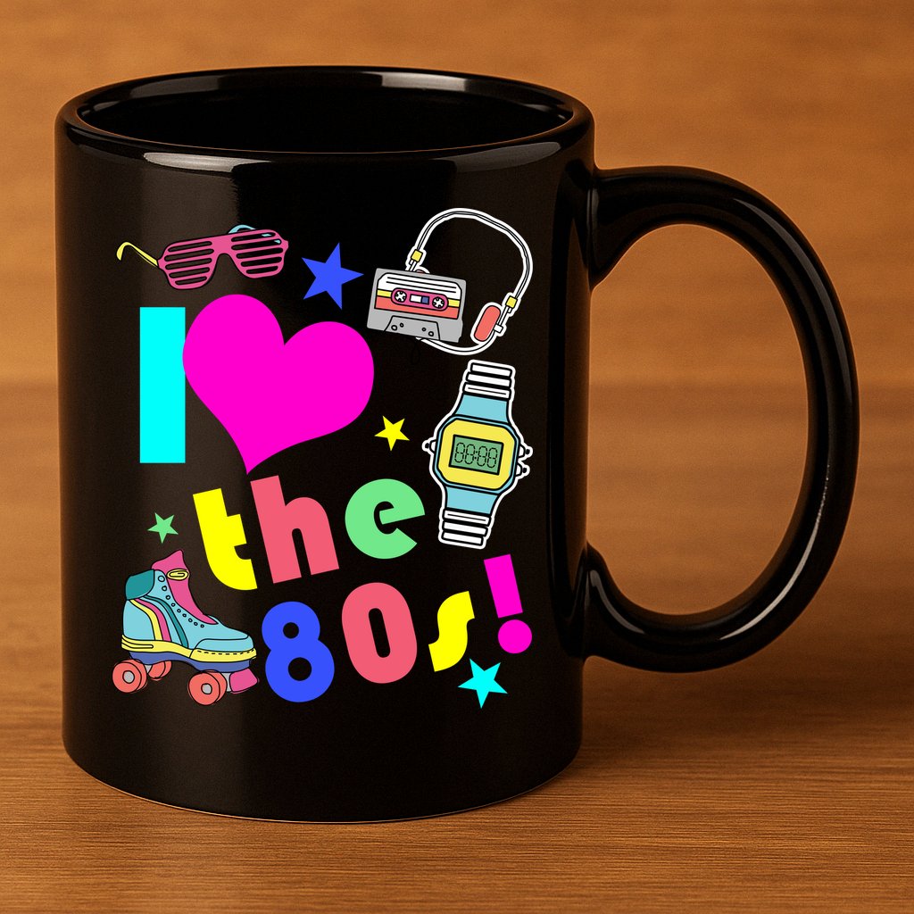 I Love The 80s Retro Party Mash-up 11oz C Handle Ceramic Mug
