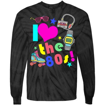 I Love The 80s Retro Party Mash-up Tie-Dye Long Sleeve Shirt