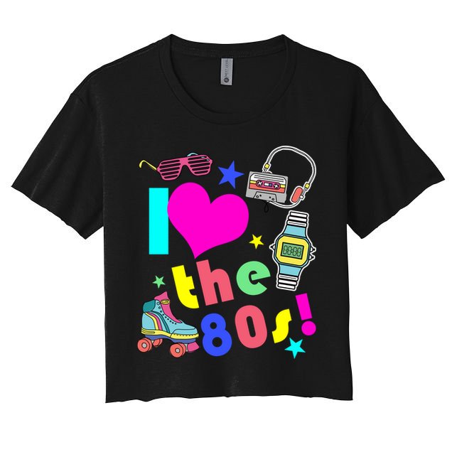 I Love The 80s Retro Party Mash-up Crop Top