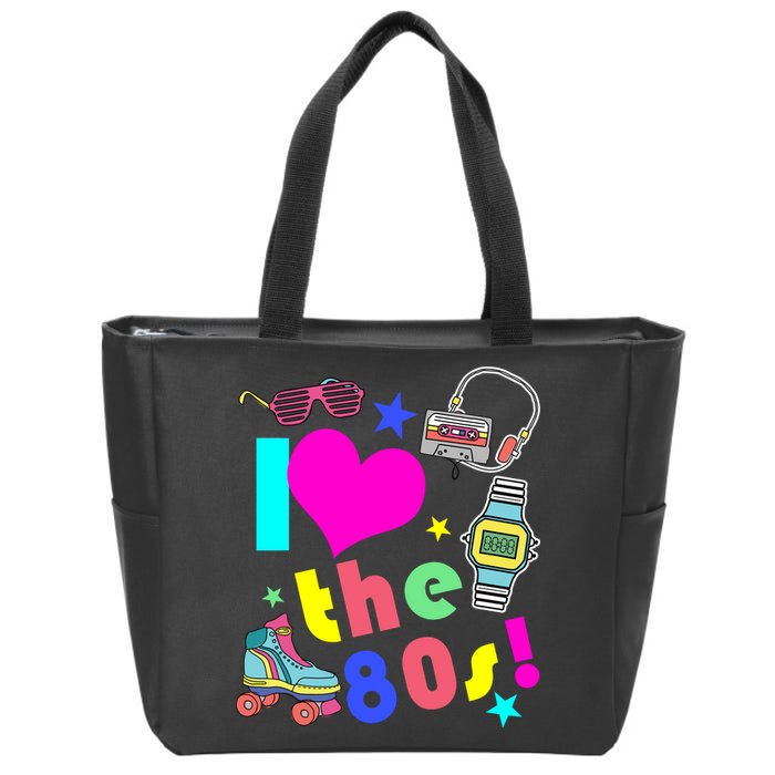 I Love The 80s Retro Party Mash-up Zip Tote Bag