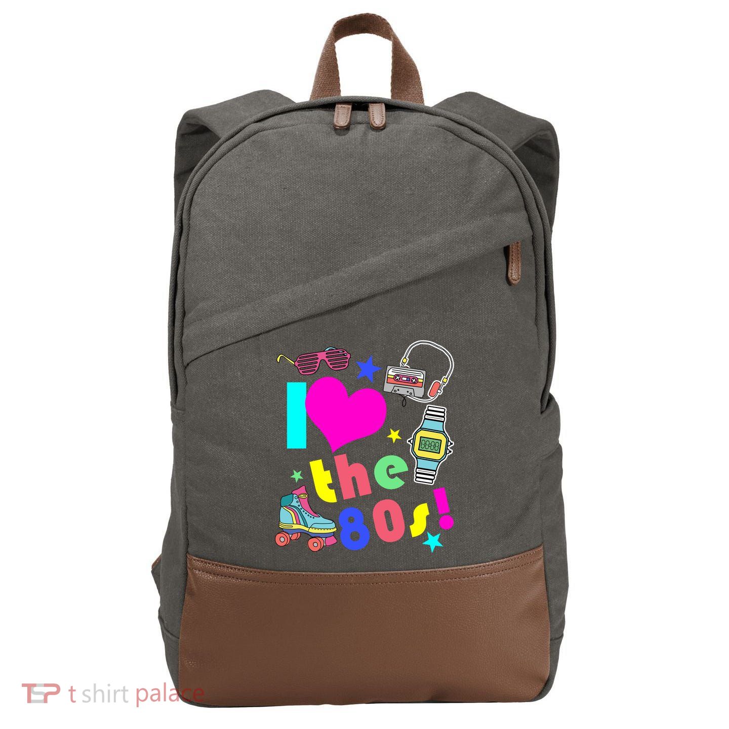 I Love The 80s Retro Party Mash-up Cotton Canvas Backpack