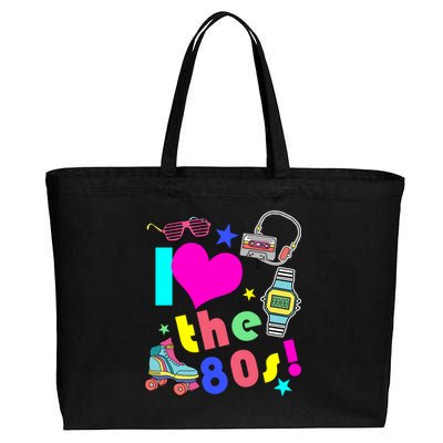 I Love The 80s Retro Party Mash-up Cotton Canvas Jumbo Tote