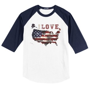 I Love The United States Baseball Sleeve Shirt