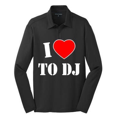 I Love To DJ Silk Touch Performance Long Sleeve Polo