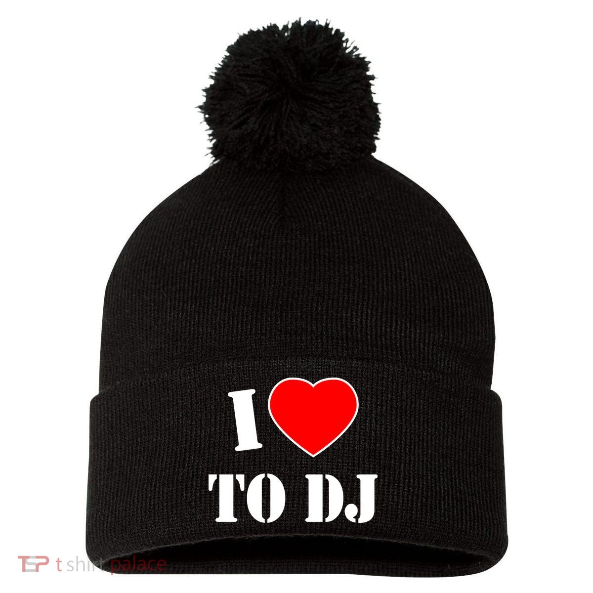I Love To DJ Pom Pom 12in Knit Beanie