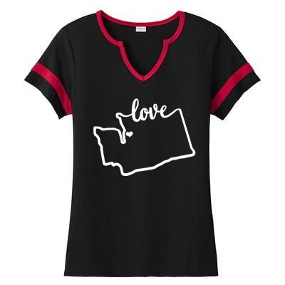 I Love Washington State Ladies Halftime Notch Neck Tee