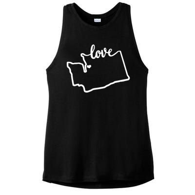 I Love Washington State Ladies PosiCharge Tri-Blend Wicking Tank