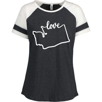 I Love Washington State Enza Ladies Jersey Colorblock Tee