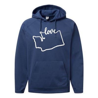 I Love Washington State Performance Fleece Hoodie