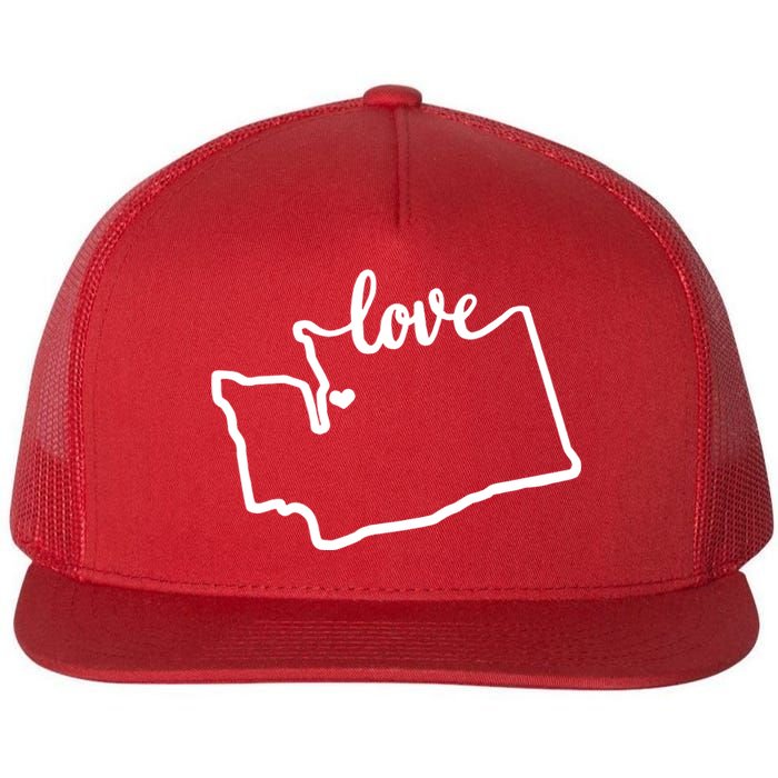 I Love Washington State Flat Bill Trucker Hat