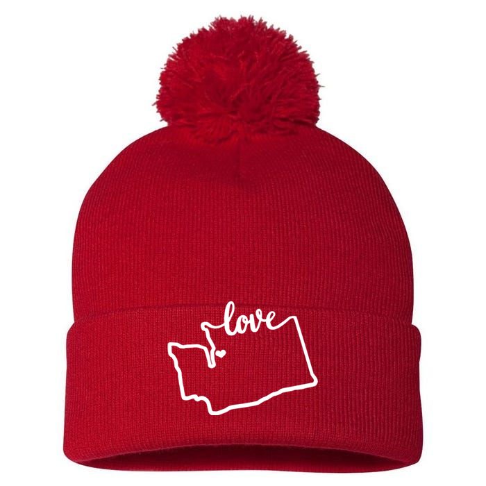 I Love Washington State Pom Pom 12in Knit Beanie