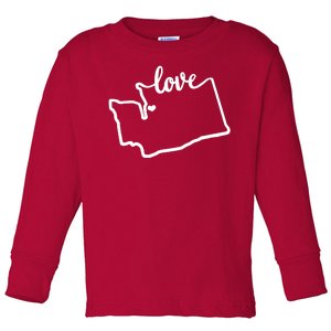 I Love Washington State Toddler Long Sleeve Shirt