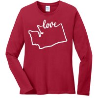 I Love Washington State Ladies Long Sleeve Shirt