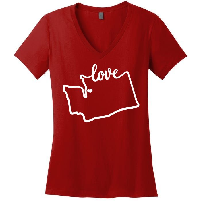 I Love Washington State Women's V-Neck T-Shirt