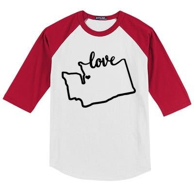 I Love Washington State Kids Colorblock Raglan Jersey