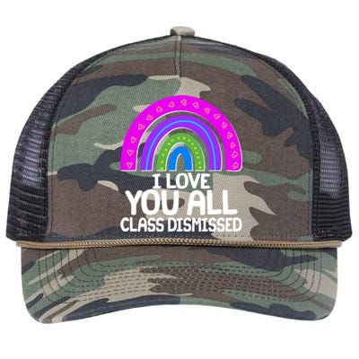 I Love You All Class Dismissed Rainbow Retro Rope Trucker Hat Cap