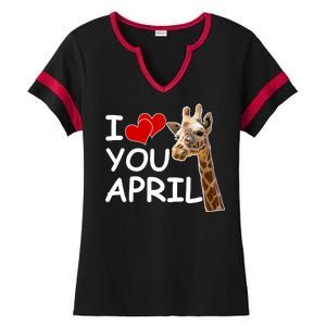 I Love You April The Giraffe Photo Ladies Halftime Notch Neck Tee