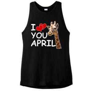 I Love You April The Giraffe Photo Ladies PosiCharge Tri-Blend Wicking Tank