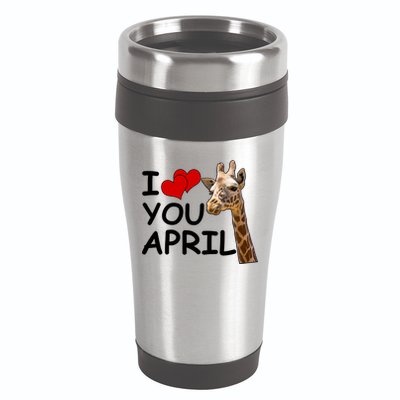 I Love You April The Giraffe Photo 16oz Travel Tumbler