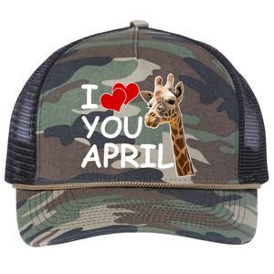 I Love You April The Giraffe Photo Retro Rope Trucker Hat Cap