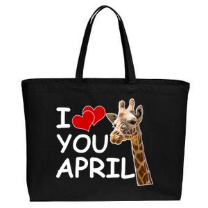 I Love You April The Giraffe Photo Cotton Canvas Jumbo Tote