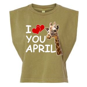 I Love You April The Giraffe Photo Garment-Dyed Women's Muscle Tee