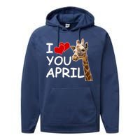 I Love You April The Giraffe Photo Performance Fleece Hoodie