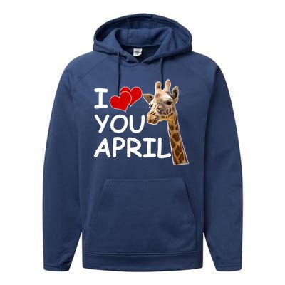 I Love You April The Giraffe Photo Performance Fleece Hoodie