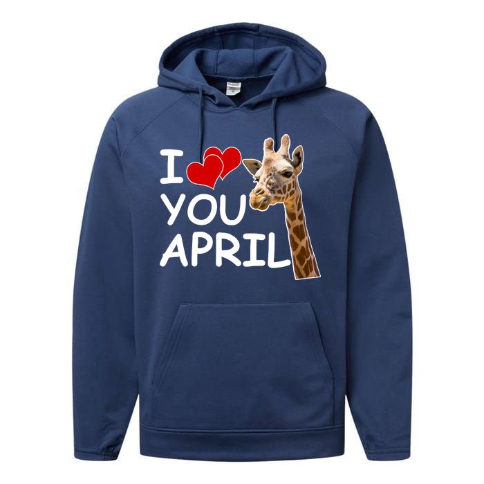 I Love You April The Giraffe Photo Performance Fleece Hoodie