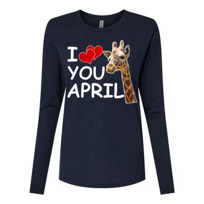 I Love You April The Giraffe Photo Womens Cotton Relaxed Long Sleeve T-Shirt