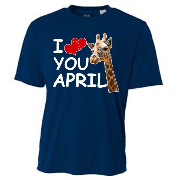 I Love You April The Giraffe Photo Cooling Performance Crew T-Shirt