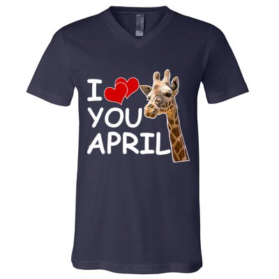 I Love You April The Giraffe Photo V-Neck T-Shirt