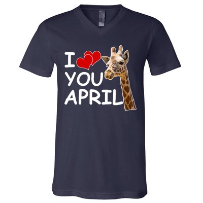 I Love You April The Giraffe Photo V-Neck T-Shirt