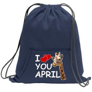 I Love You April The Giraffe Photo Sweatshirt Cinch Pack Bag