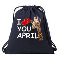 I Love You April The Giraffe Photo Drawstring Bag