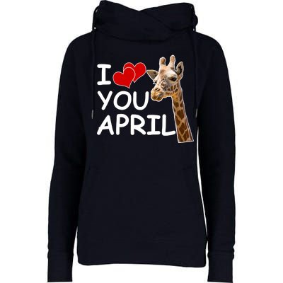 I Love You April The Giraffe Photo Womens Funnel Neck Pullover Hood