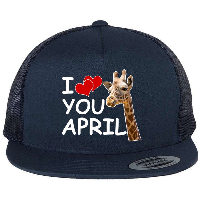 I Love You April The Giraffe Photo Flat Bill Trucker Hat