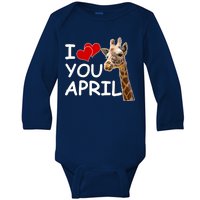 I Love You April The Giraffe Photo Baby Long Sleeve Bodysuit