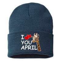 I Love You April The Giraffe Photo Sustainable Knit Beanie