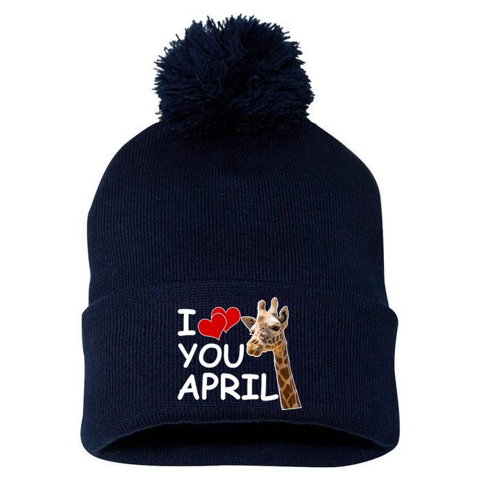 I Love You April The Giraffe Photo Pom Pom 12in Knit Beanie