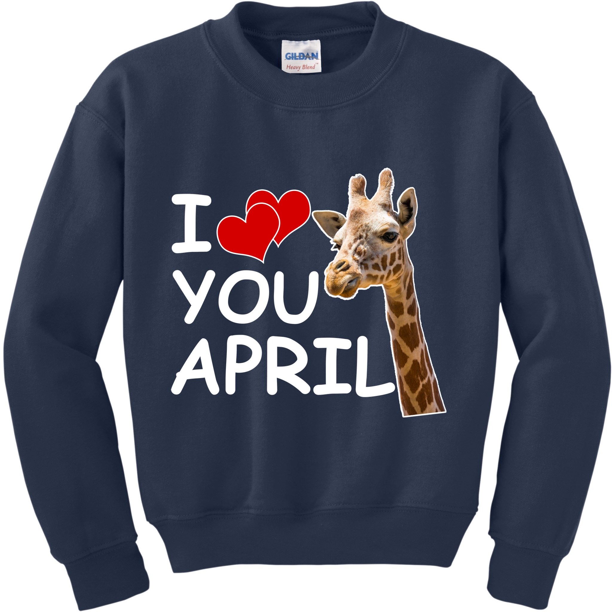 I Love You April The Giraffe Photo Kids Sweatshirt