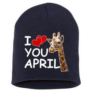 I Love You April The Giraffe Photo Short Acrylic Beanie