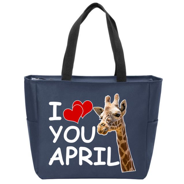 I Love You April The Giraffe Photo Zip Tote Bag
