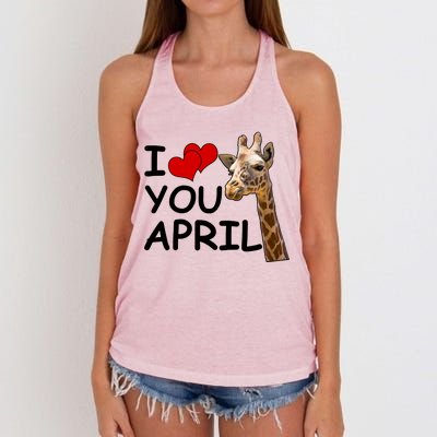 I Love You April The Giraffe Photo Women's Knotted Racerback Tank