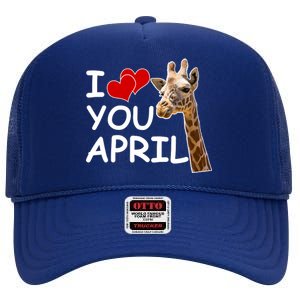 I Love You April The Giraffe Photo High Crown Mesh Back Trucker Hat