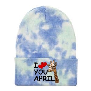 I Love You April The Giraffe Photo Tie Dye 12in Knit Beanie