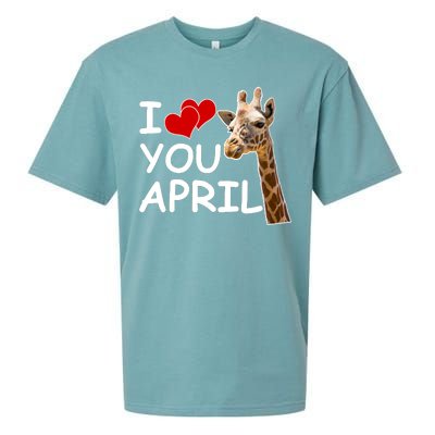 I Love You April The Giraffe Photo Sueded Cloud Jersey T-Shirt