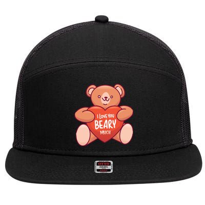 I Love You Beary Much 7 Panel Mesh Trucker Snapback Hat