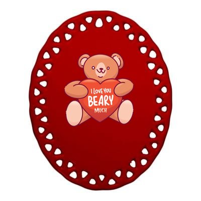 I Love You Beary Much Ceramic Oval Ornament